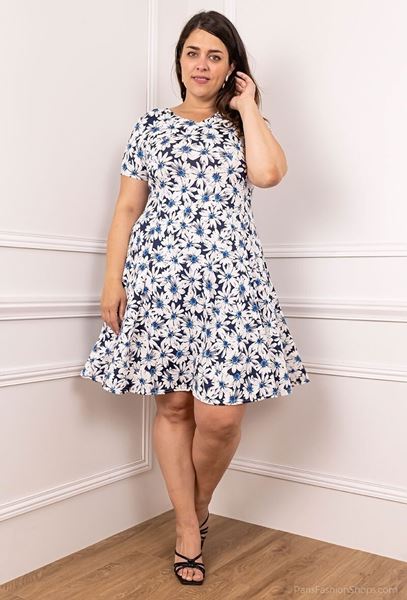Picture of CURVY GIRL GREAT FITTING PRINTED FLARED DRESS